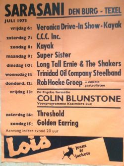 Golden Earring show poster July 15 1973 Den Burg - Sarasani